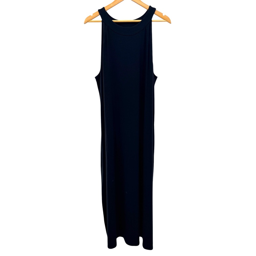 J. Jill Womens Black Sleeveless Maxi Dress Side Slits Pockets 3X 2X NWT